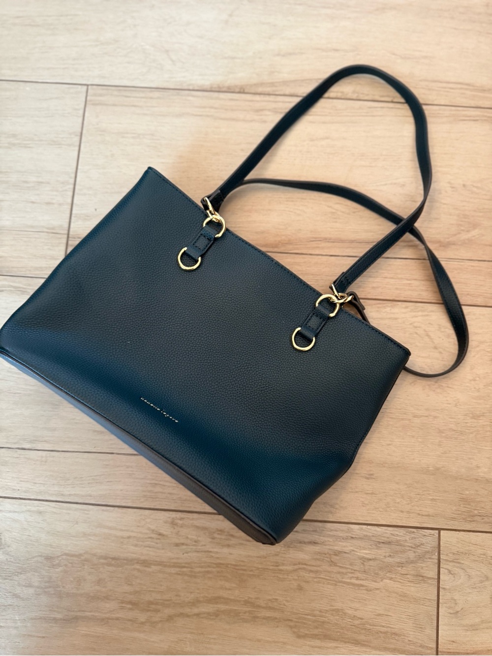 Nanette Lepore Black Pebbled Shoulder Bag with Gold Accents
